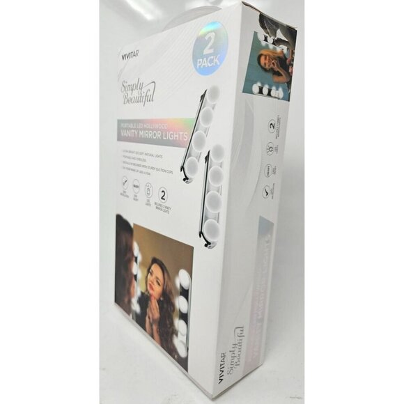 Portable LED Vanity Mirror Light 2-Pack Portable Cordless, by Vivitar NEW - Picture 3 of 7